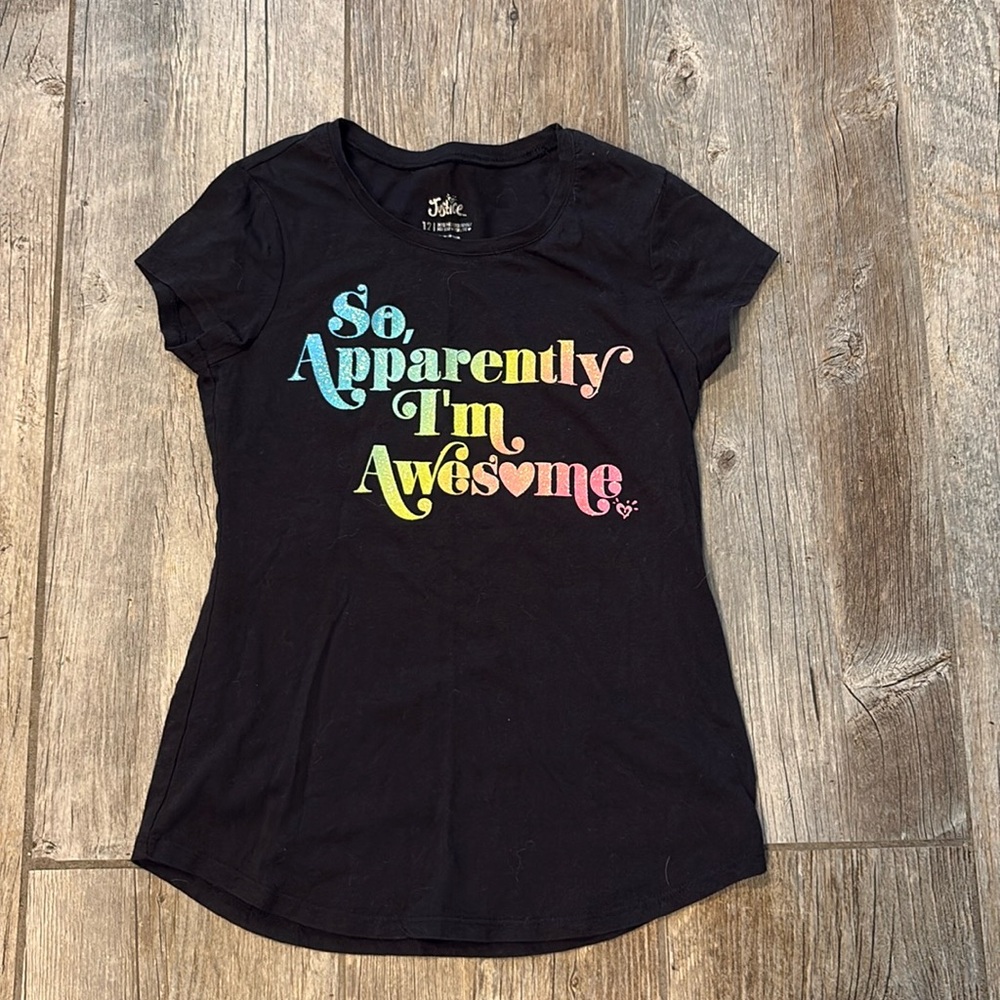 Girl's Justice T-shirt black graphic size 12